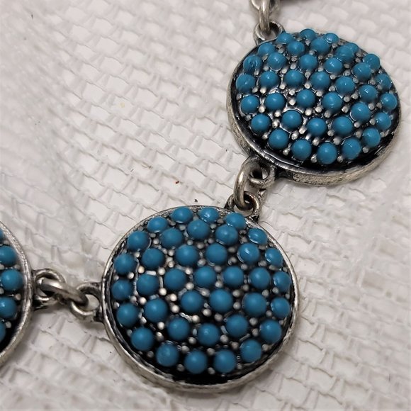 Fun Silver Tone Turquoise Choker Necklace - Picture 7 of 9